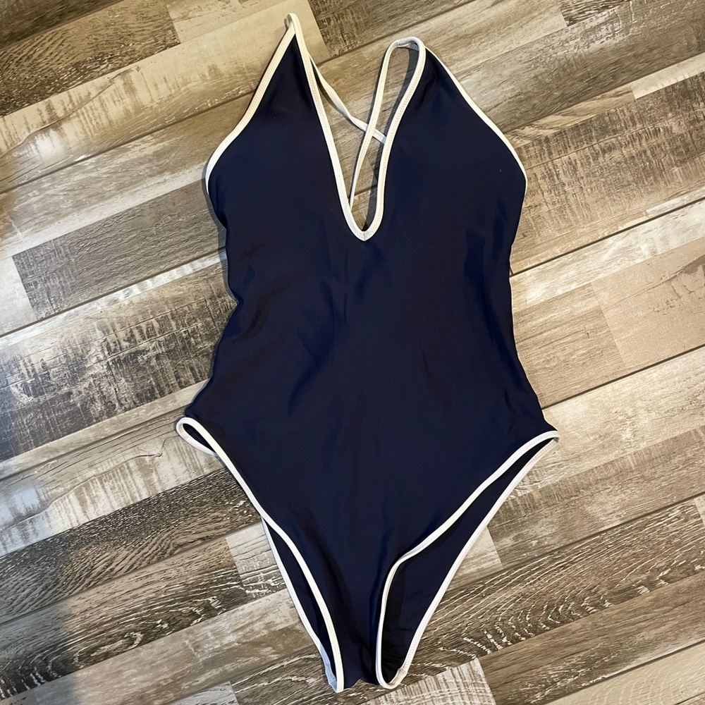 aerie one piece navy and white swimsuit 🩱